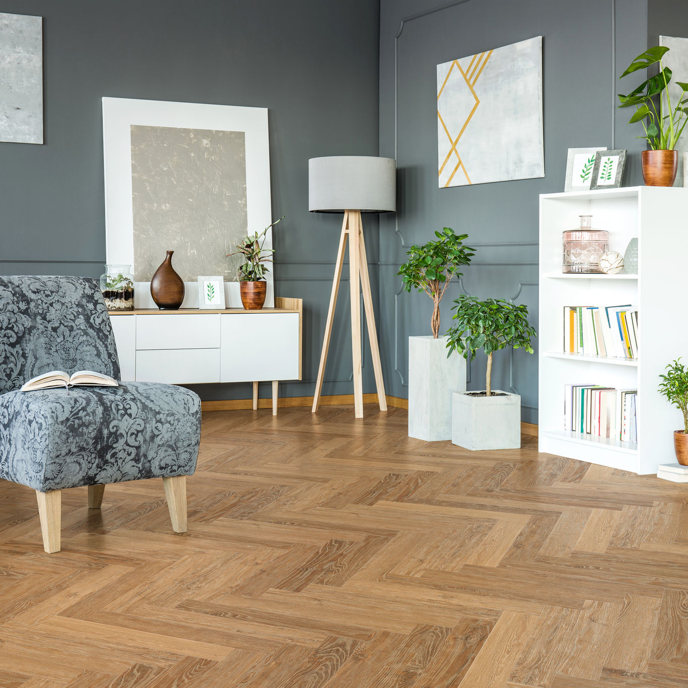 Nordikka Select Norwegian Oak Herringbone Glue Down LVT Flooring