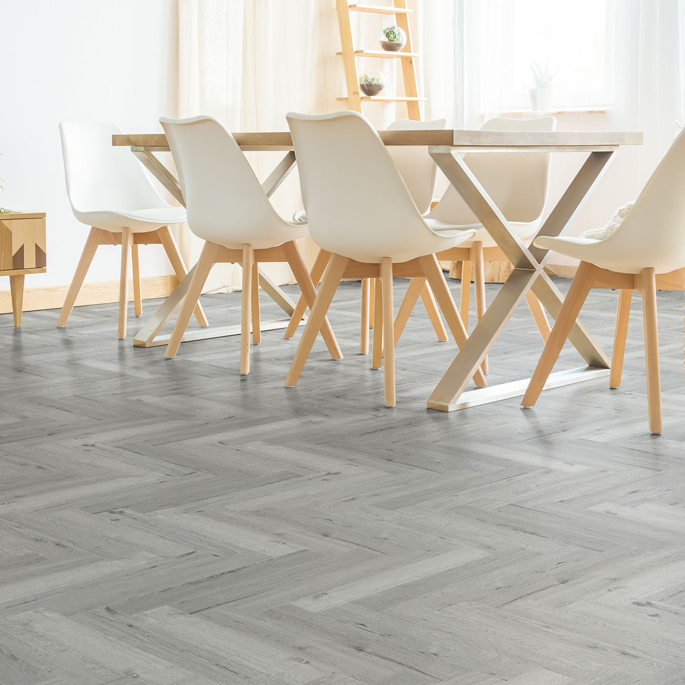 Nordikka Select Winter Oak Herringbone Glue Down LVT Flooring