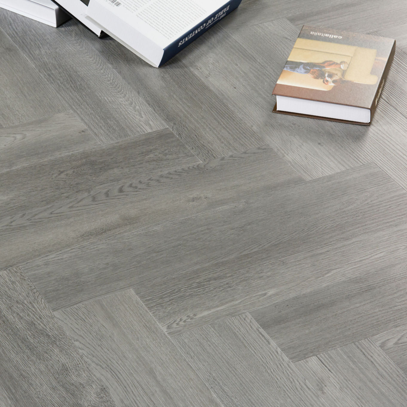 Nordikka Select Slate Grey Herringbone Glue Down LVT Flooring