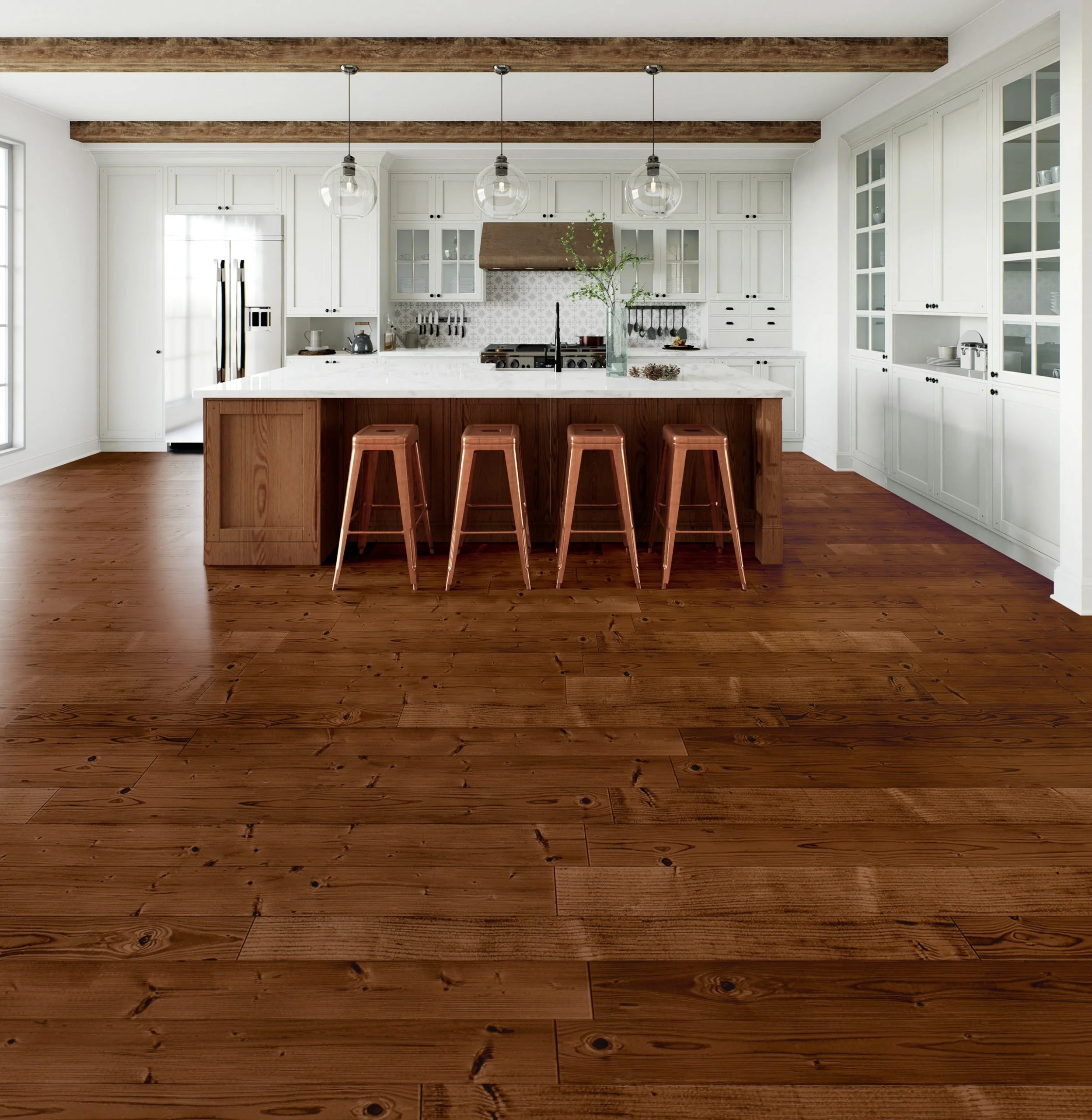 Priory Oak Wood Plank LVT in a kitchen dining room