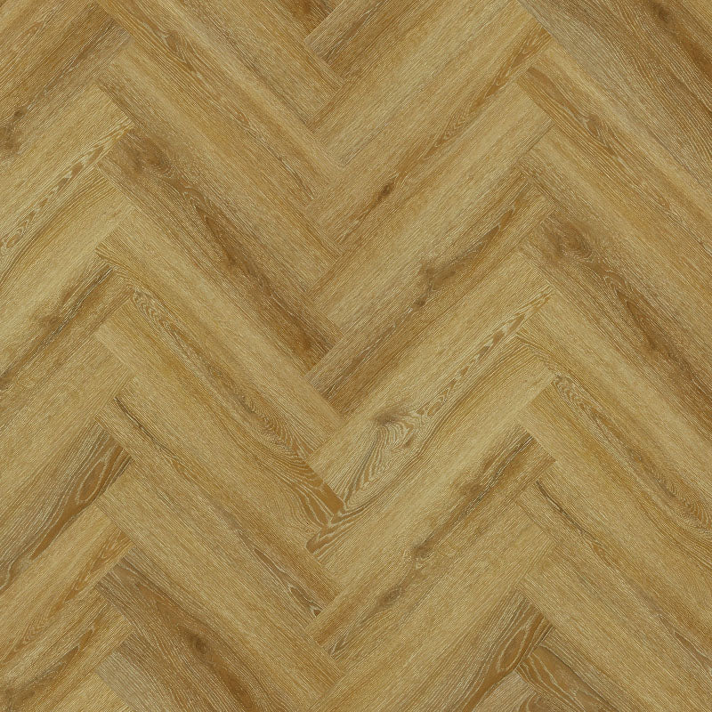 Bodo Herringbone SPC in Honey Oak, showcasing its golden wood tones and classic herringbone design for elegant and inviting interiors.