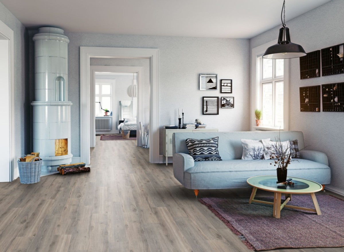 Grey Driftwood Straight Plank Laminate 12mm Click Fit Flooring