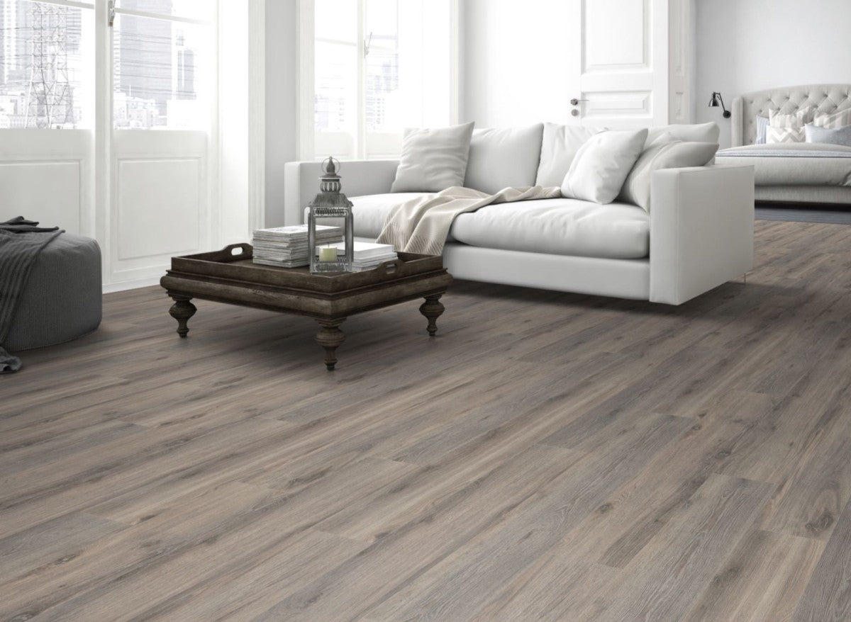 Grey Driftwood Straight Plank Laminate 12mm Click Fit Flooring