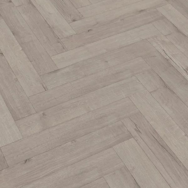 Feather Grey Herringbone Laminate 12mm Click Fit Flooring