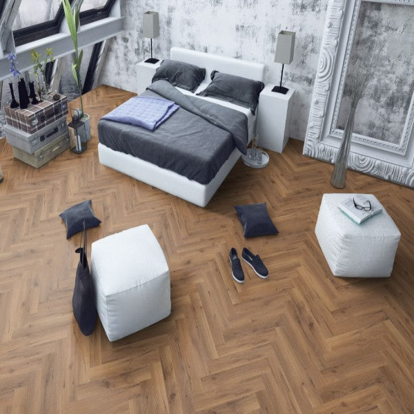 Smoked Oak Herringbone Laminate 12mm Click Fit Flooring