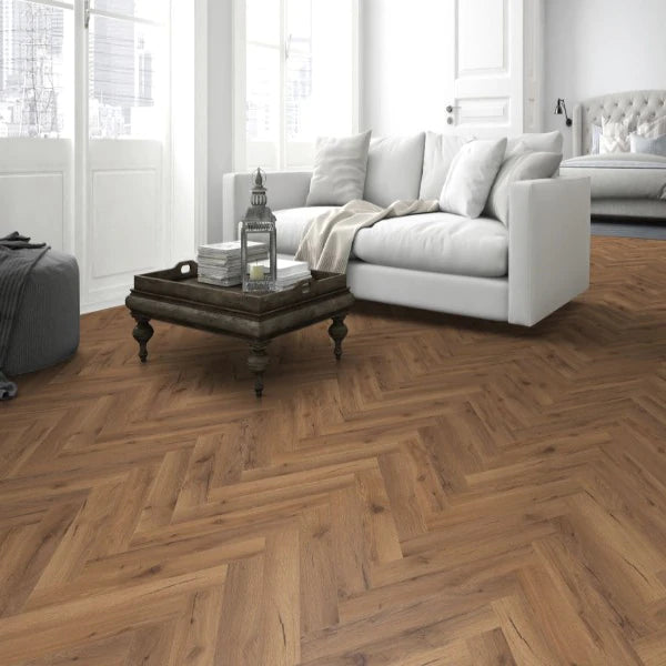 Smoked Oak Herringbone Laminate 12mm Click Fit Flooring