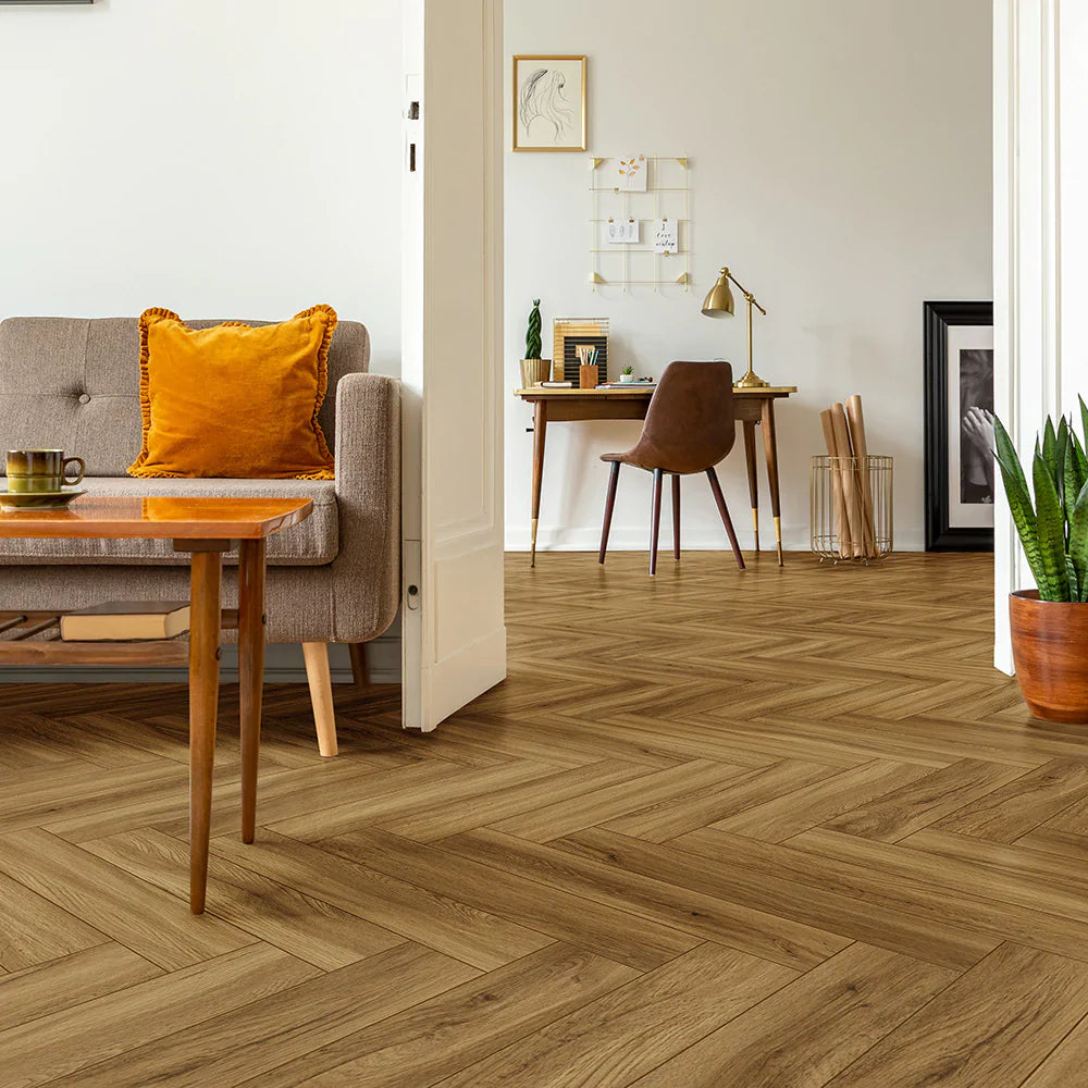 Golden Brushed Chene Firmfit Herringbone Click